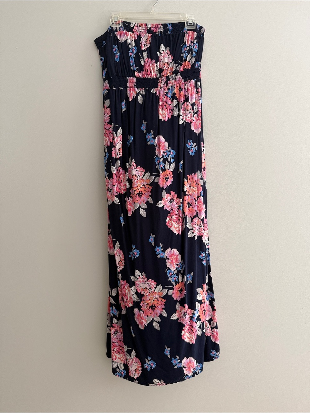 Old Navy Navy Maxi Skirt with Pink Floral Print